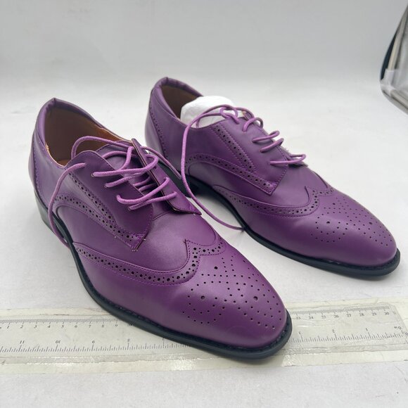 FSJ Purple Men\'s Stylish Closed Cap Toe Low Heel Derby Oxfords Lace-Up Shoes